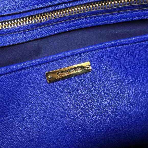 MIU MIU Madras Leather 2WAY Bag Blue RL0097 - Picture 8 of 8